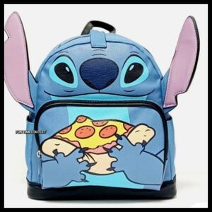 Stitch mini backpack With Pizza Faux Leather Carry All Travel bag•